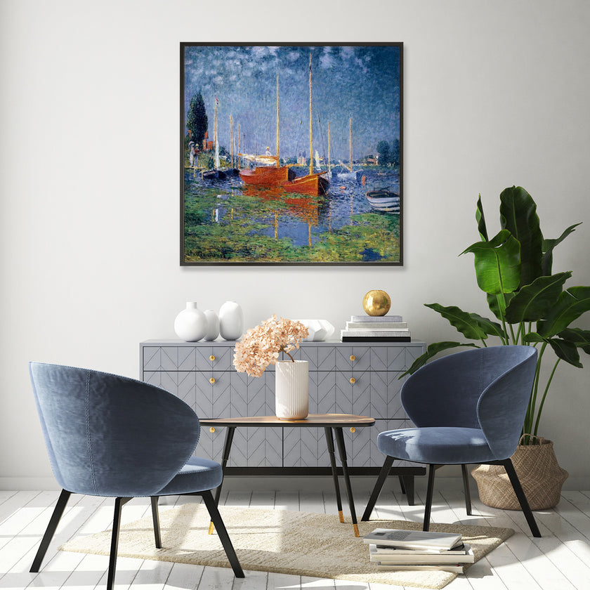 Wall Art - Red Boat By Monet - Canvas Prints-Poster Prints