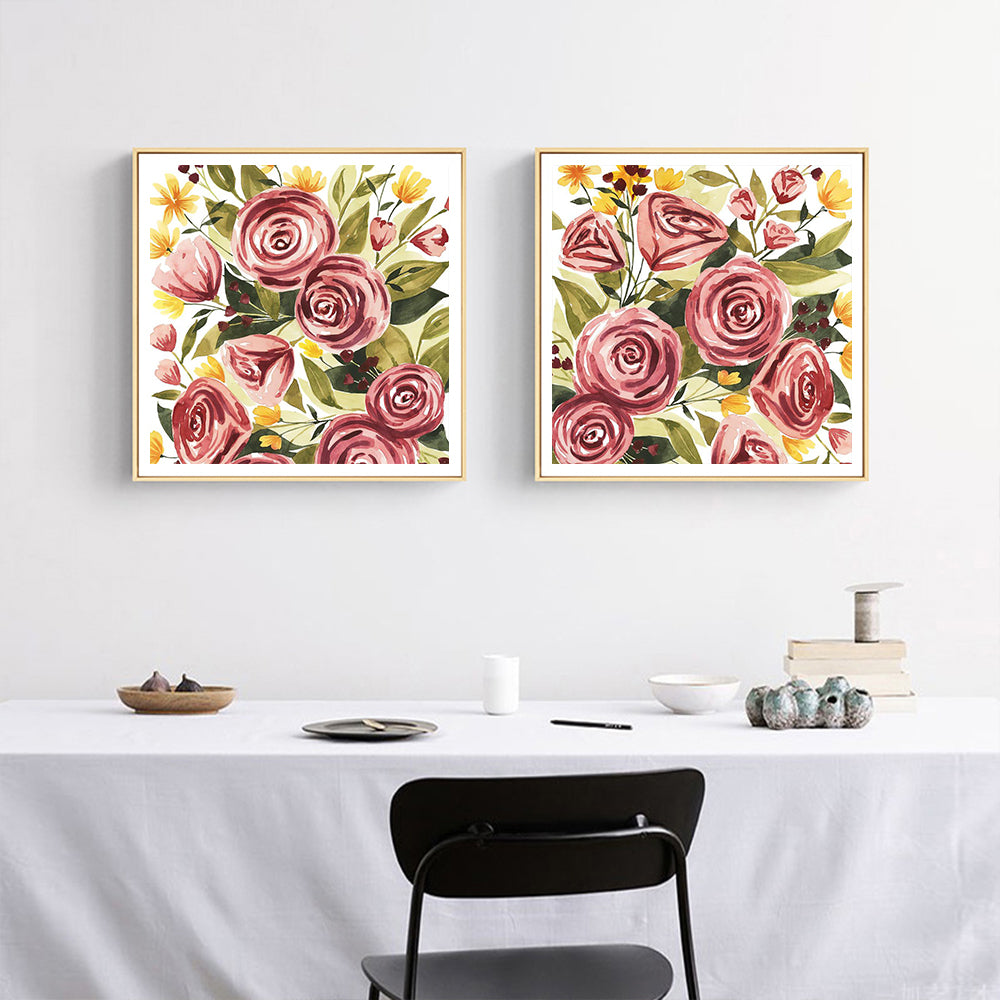 Wall Art - Rouge Bouquet (2 sets)- Canvas Prints-Poster Prints
