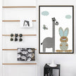 Wall art - Cartoon Giraffe Rabbit Elephant 2 sets- Canvas Prints- Poster Prints