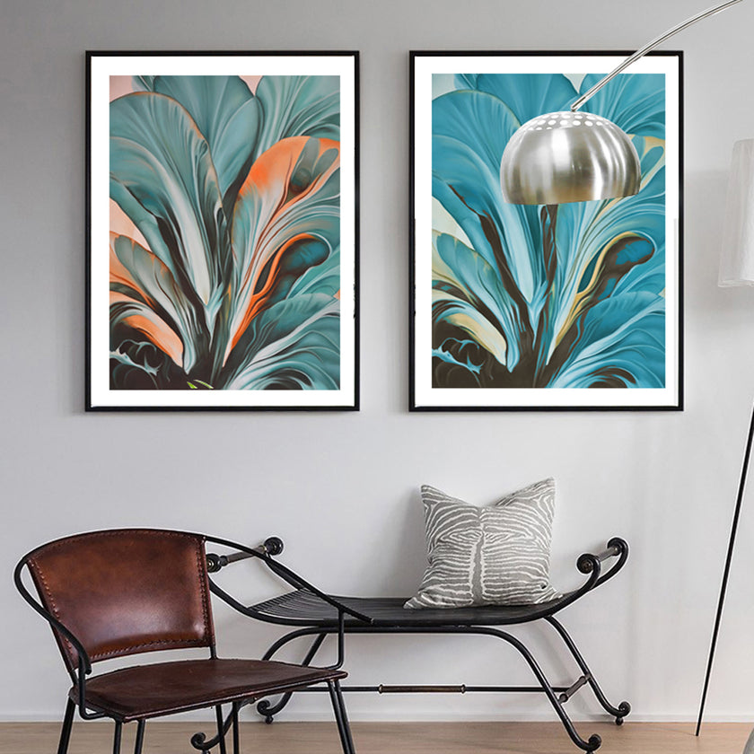 Wall art - Modern Botanical Leaves 2 sets- Canvas Prints- Poster Prints
