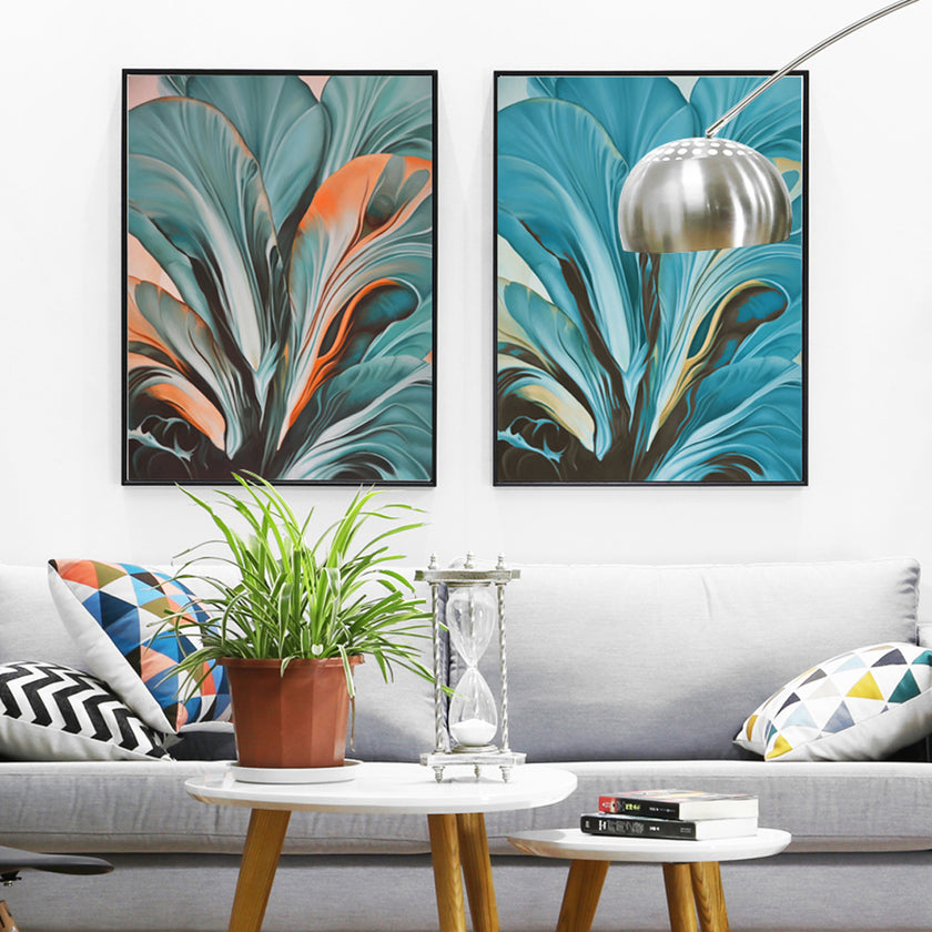 Wall art - Modern Botanical Leaves 2 sets- Canvas Prints- Poster Prints
