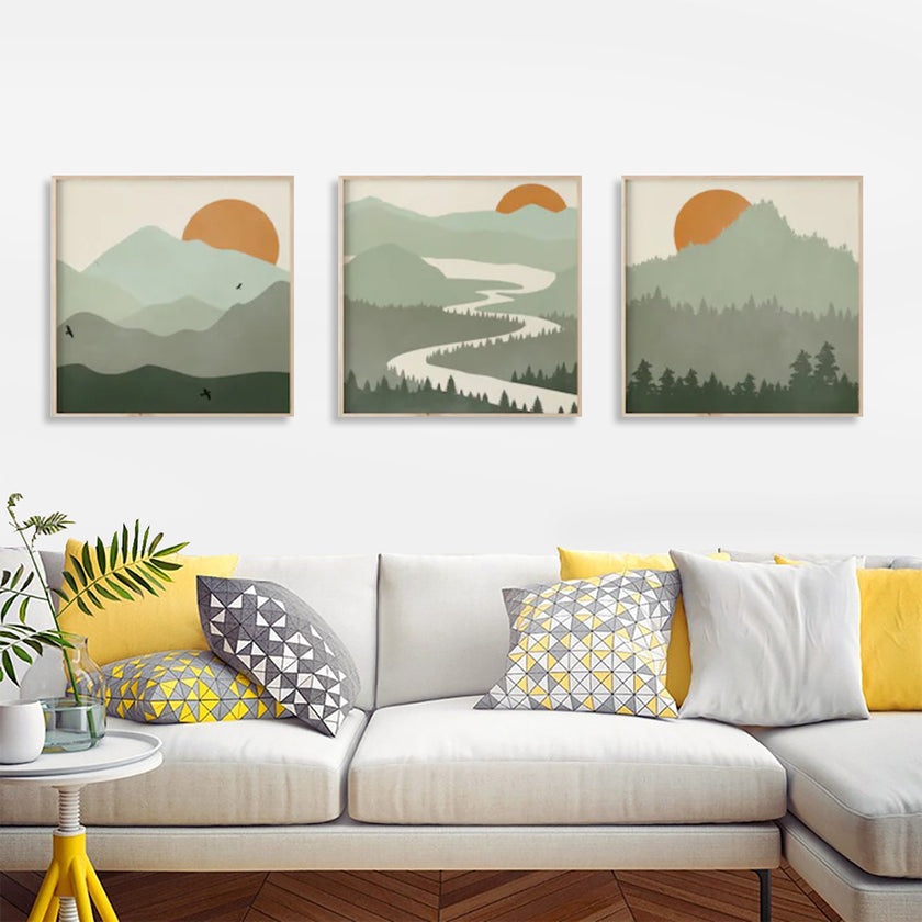 Wall Art - Sage Green Landscapes (3 sets) - Canvas Prints-Poster Prints