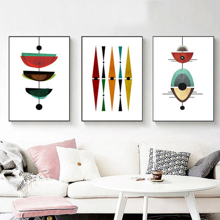 Wall Art - Mid Century Modern Abstract Art ( 3 sets )- Poster Prints -Canvas Prints