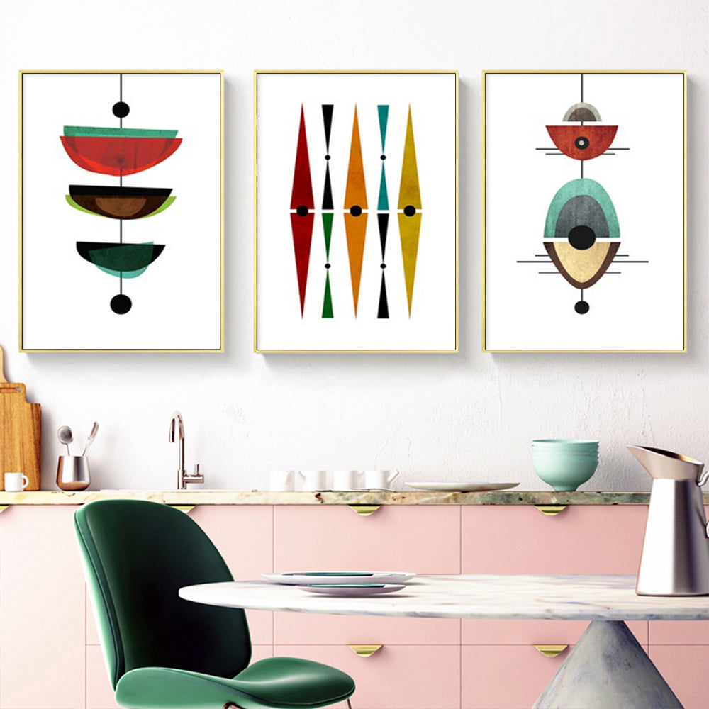 Wall Art - Mid Century Modern Abstract Art ( 3 sets )- Poster Prints -Canvas Prints