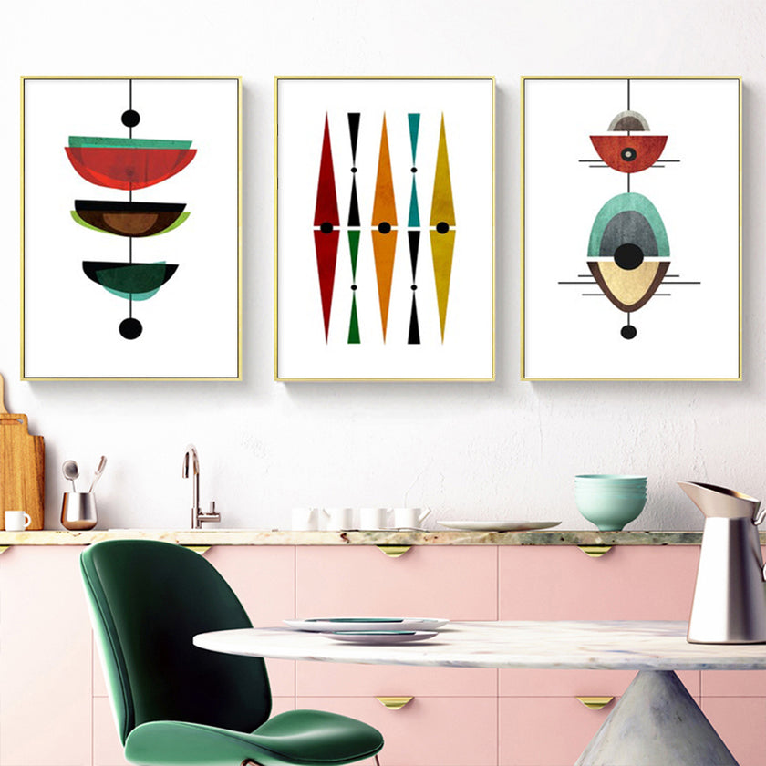 Wall Art - Mid Century Modern Abstract Art ( 3 sets )- Poster Prints -Canvas Prints