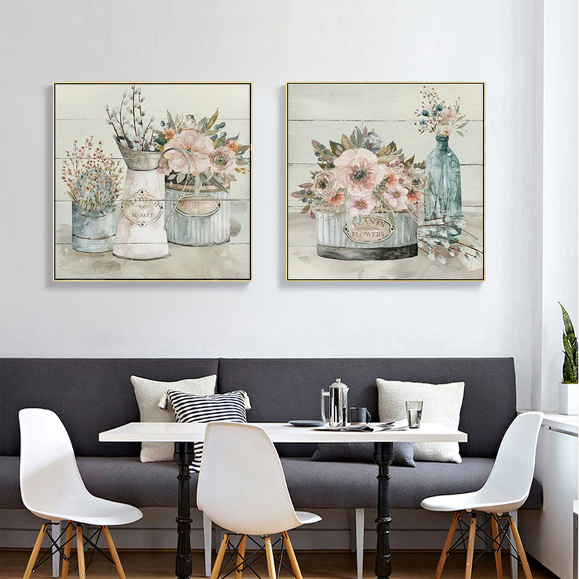 Wall Art - Shiplap Flower Market (2 sets)- Canvas Prints-Poster Prints