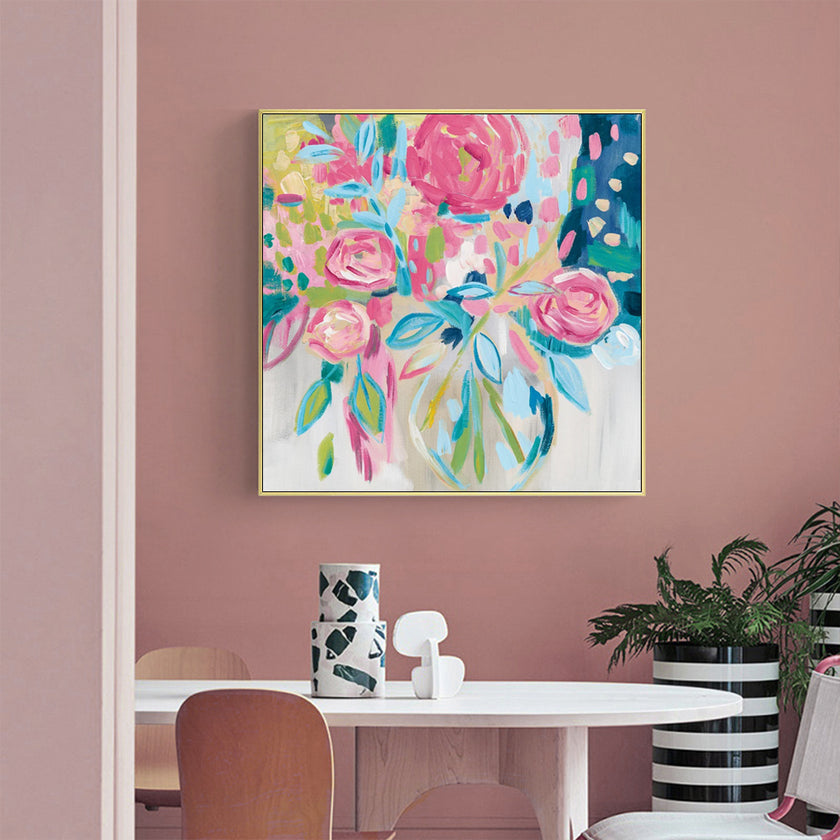 Wall Art - Summer Pink Floral by Farida Zaman - Canvas Prints-Poster Prints
