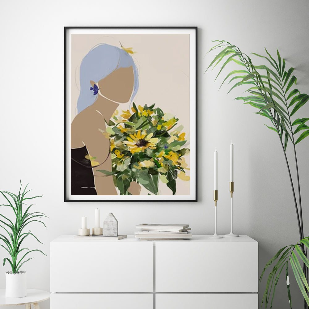 Wall Art - Sunflower Abstract Face - Canvas Prints-Poster Prints