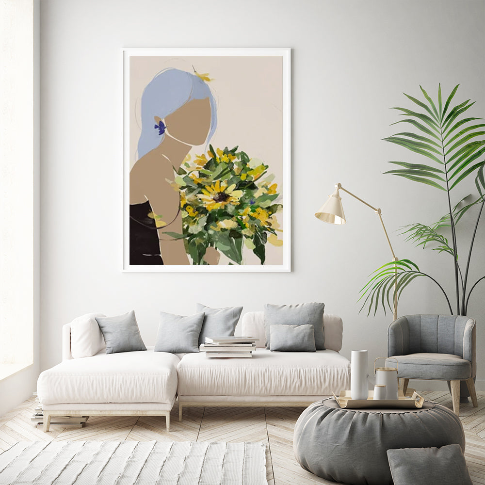 Wall Art - Sunflower Abstract Face - Canvas Prints-Poster Prints
