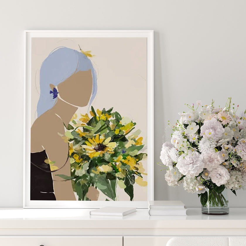 Wall Art - Sunflower Abstract Face - Canvas Prints-Poster Prints