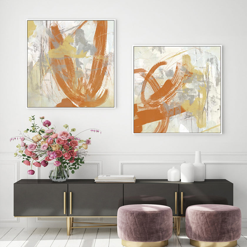 Wall Art - Tangerine And Grey (2 sets)- Canvas Prints-Poster Prints