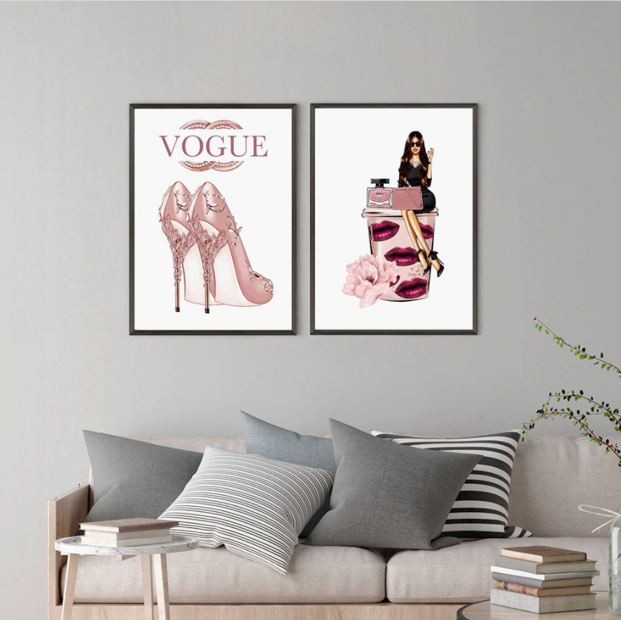 Wall Art -Vogue Girl 3 sets - Poster Prints -Canvas Prints