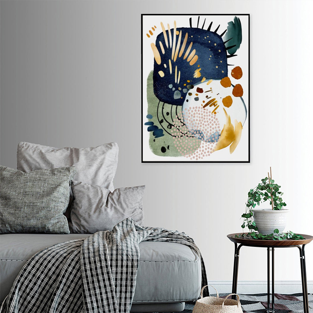 Wall Art - Vibrant Color Teal Copper Pink Yellow Navy Mustard - Canvas Prints-Poster Prints