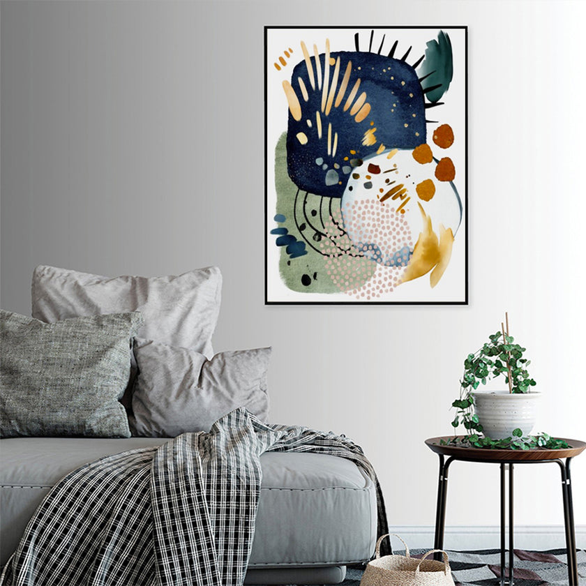 Wall Art - Vibrant Color Teal Copper Pink Yellow Navy Mustard - Canvas Prints-Poster Prints