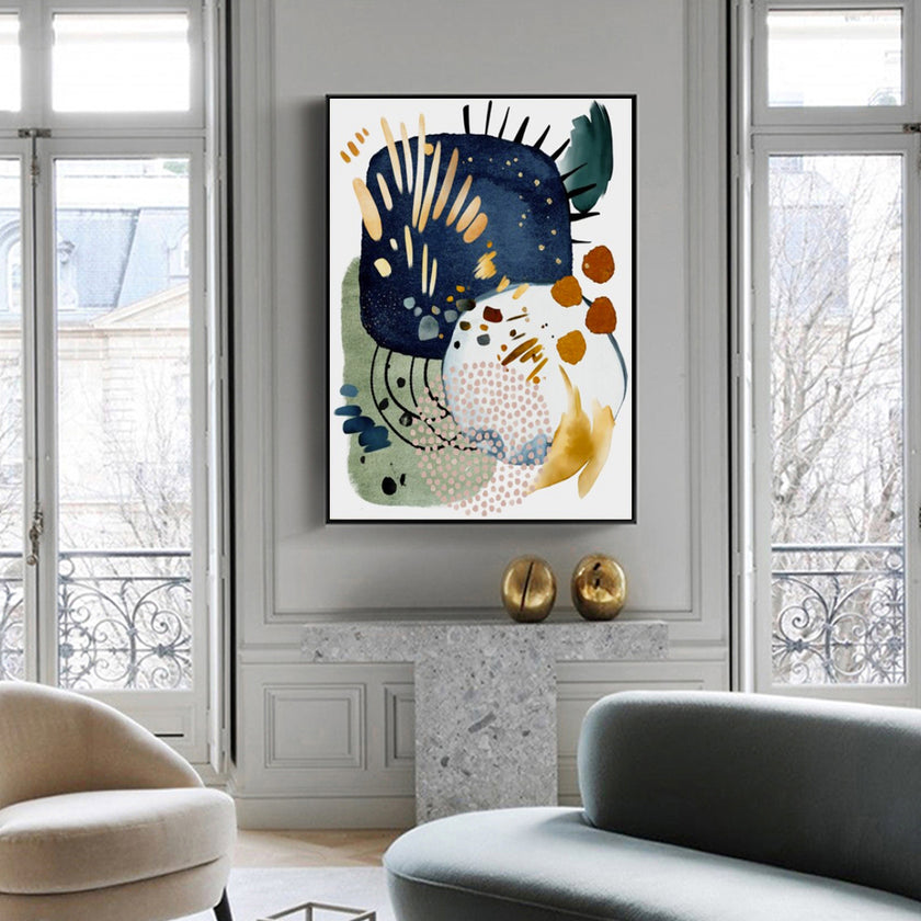 Wall Art - Vibrant Color Teal Copper Pink Yellow Navy Mustard - Canvas Prints-Poster Prints