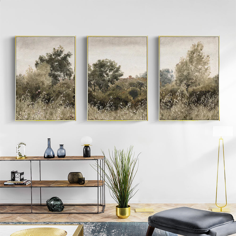 Wall Art - Vintage Neutral Landscape (3 Sets) - Poster Prints -Canvas Prints