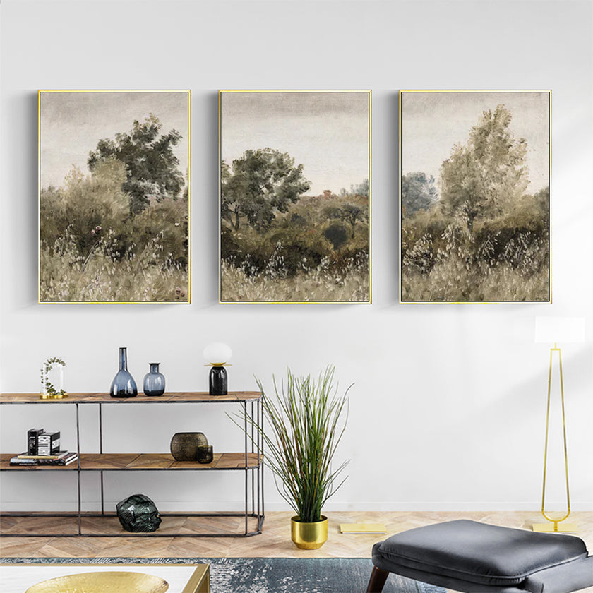 Wall Art - Vintage Neutral Landscape (3 Sets) - Poster Prints -Canvas Prints