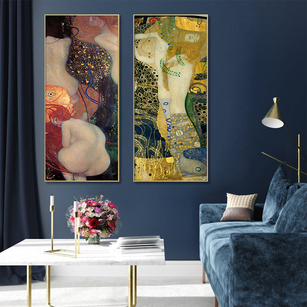 Wall Art - Water Serpents (2 sets) By Gustav Klimt