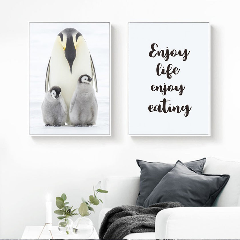 Wall Art - Warm Penguin Family 3 sets - Poster Prints -Canvas Prints