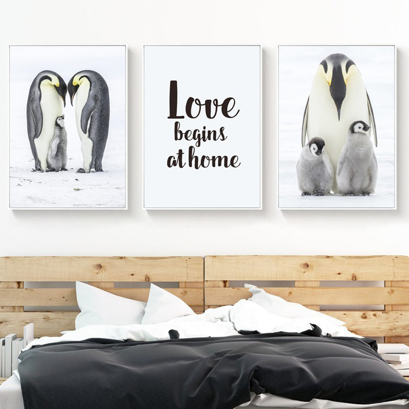 Wall Art - Warm Penguin Family 3 sets - Poster Prints -Canvas Prints