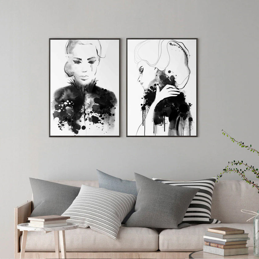 Wall art - Watercolor Sketch (2 sets)- Canvas Prints- Poster Prints
