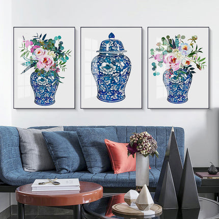 Wall Art -Watercolor Ginger Jar Bouquets ( 3 sets )- Poster Prints -Canvas Prints