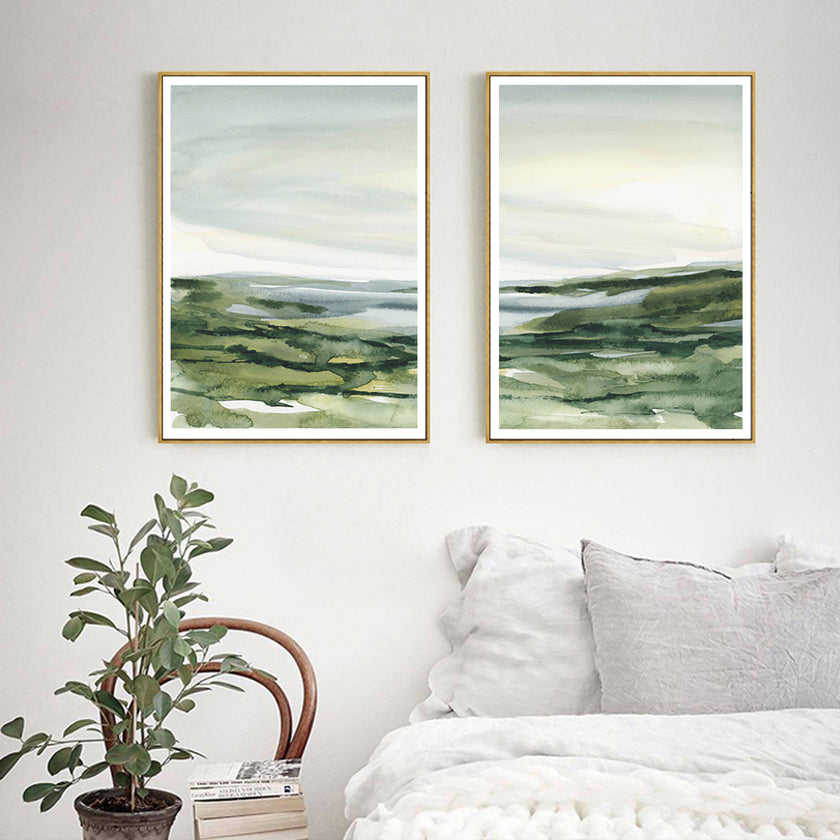 Wall art - Watercolor landscape (2 sets)- Canvas Prints- Poster Prints