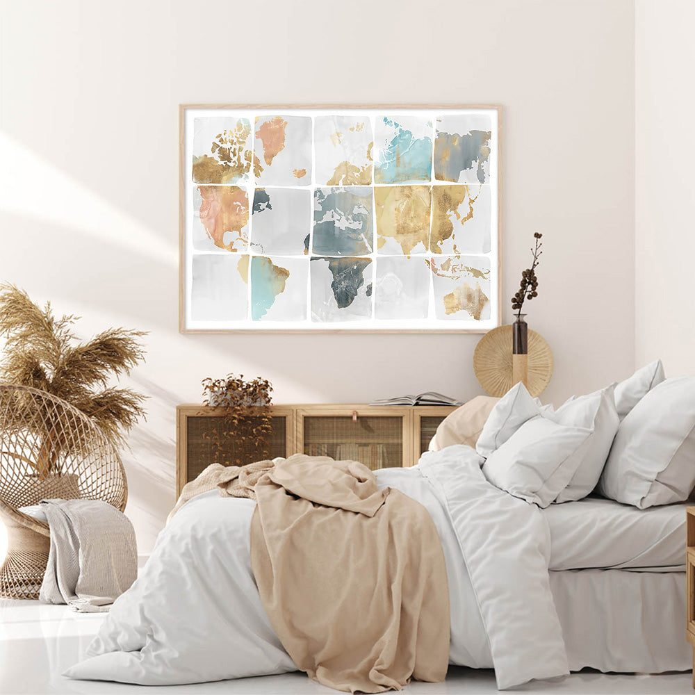 Wall Art - Watercolor World Map - Canvas Prints-Poster Prints