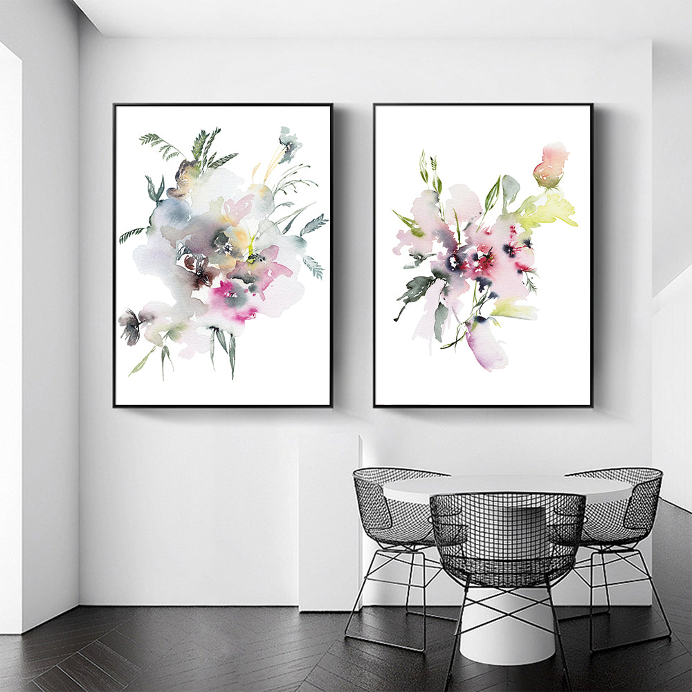Wall art - Watercolor Floral (2 sets)- Canvas Prints- Poster Prints
