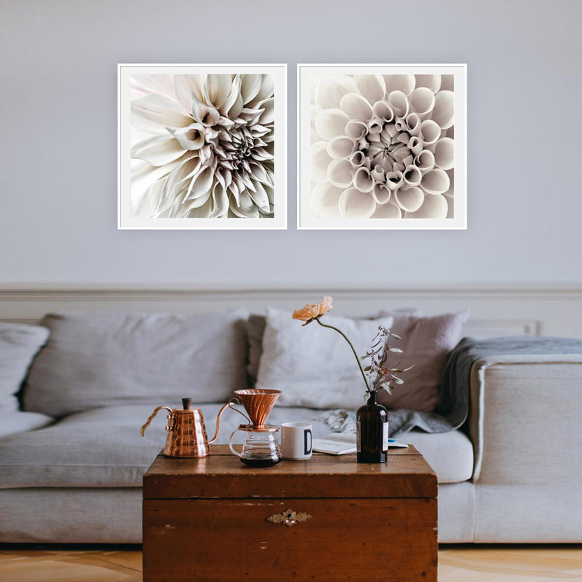 Wall Art - White Dahlia  (2 sets)- Canvas Prints-Poster Prints