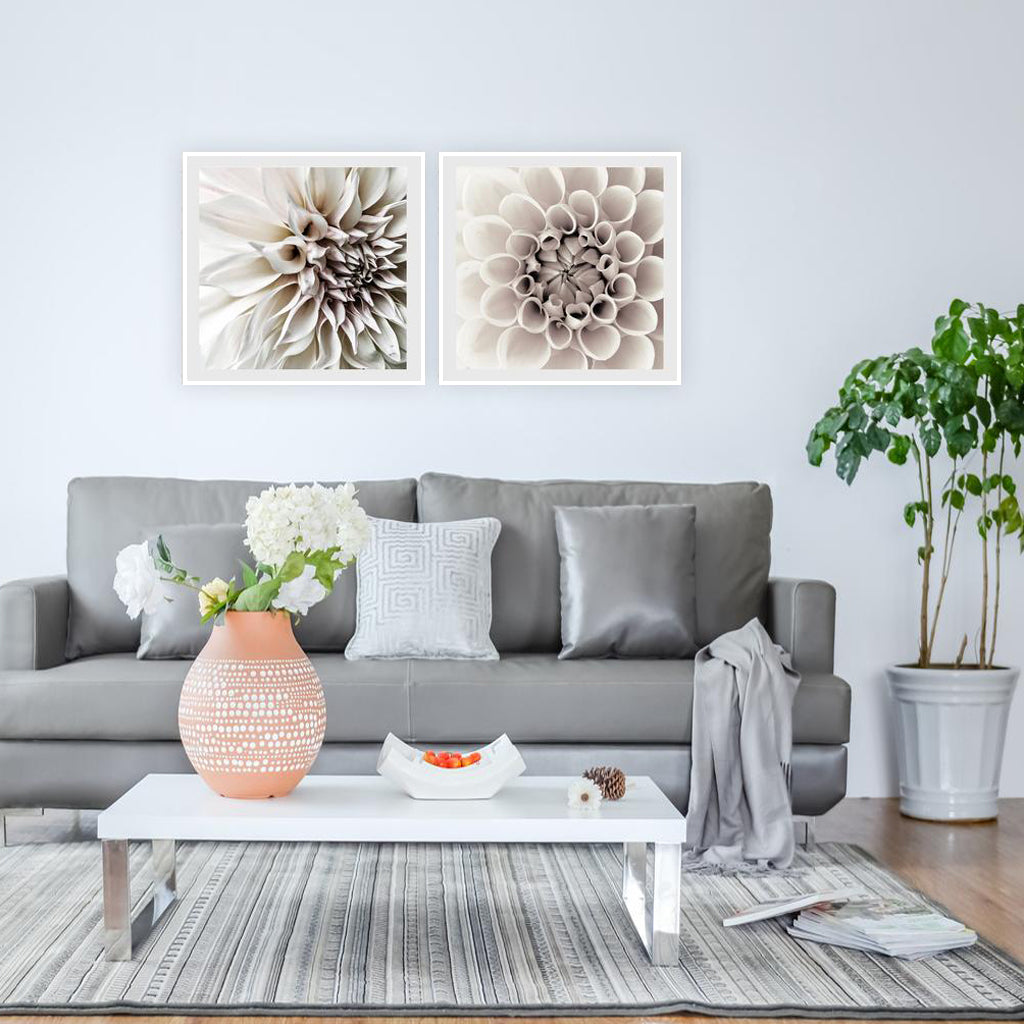 Wall Art - White Dahlia  (2 sets)- Canvas Prints-Poster Prints