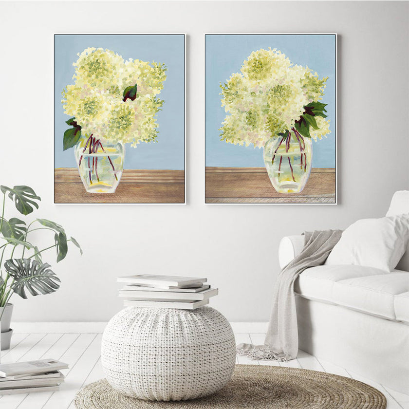 Wall art - White Hydrangeas (2 sets)- Canvas Prints- Poster Prints