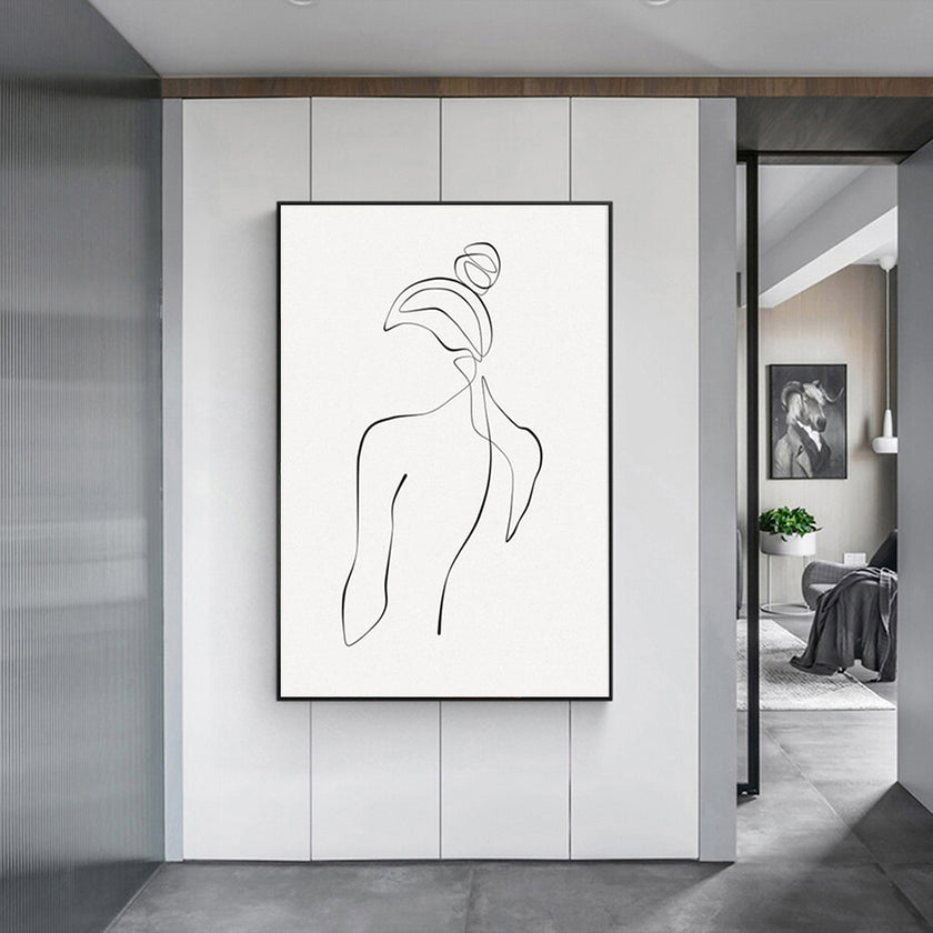 Wall Art - Woman Back Line Art - Canvas Prints-Poster Prints