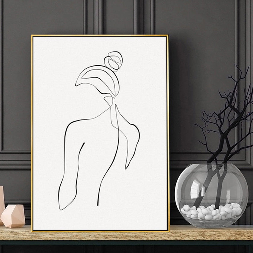 Wall Art - Woman Back Line Art - Canvas Prints-Poster Prints