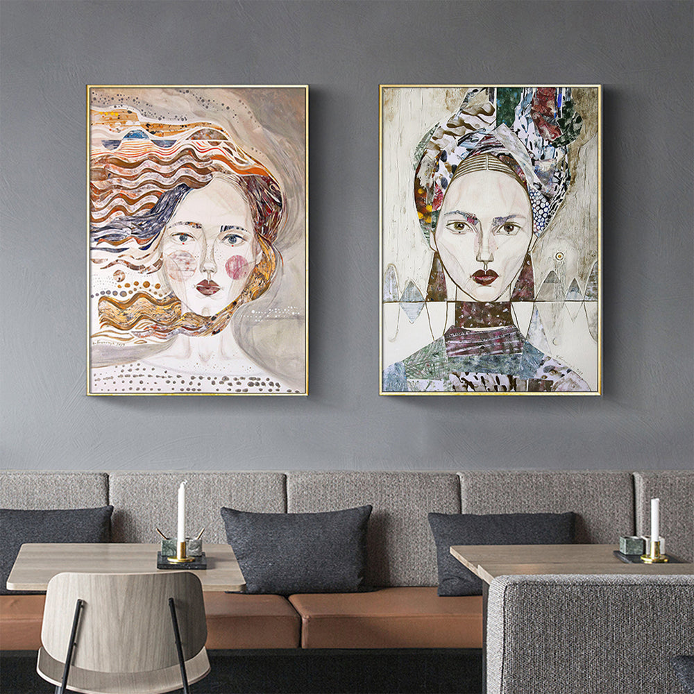 Wall art - Woman Faces (2 sets)- Canvas Prints- Poster Prints