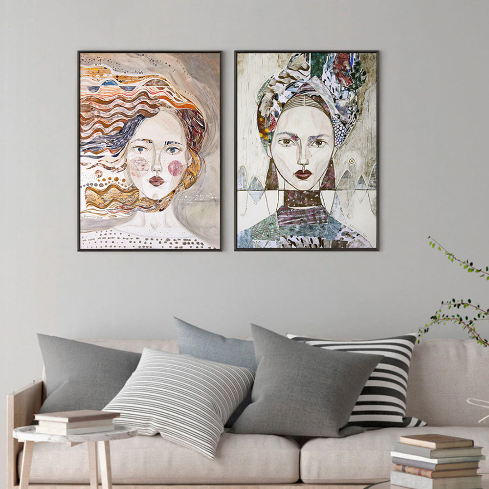 Wall art - Woman Faces (2 sets)- Canvas Prints- Poster Prints