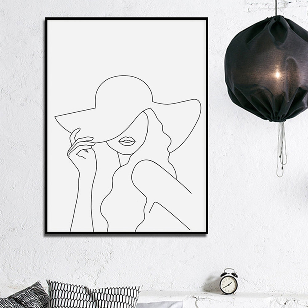 Wall Art - Woman Line Art - Canvas Prints-Poster Prints