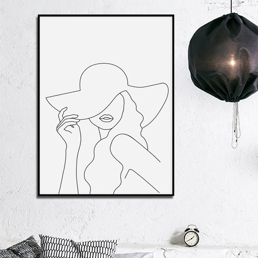 Wall Art - Woman Line Art - Canvas Prints-Poster Prints