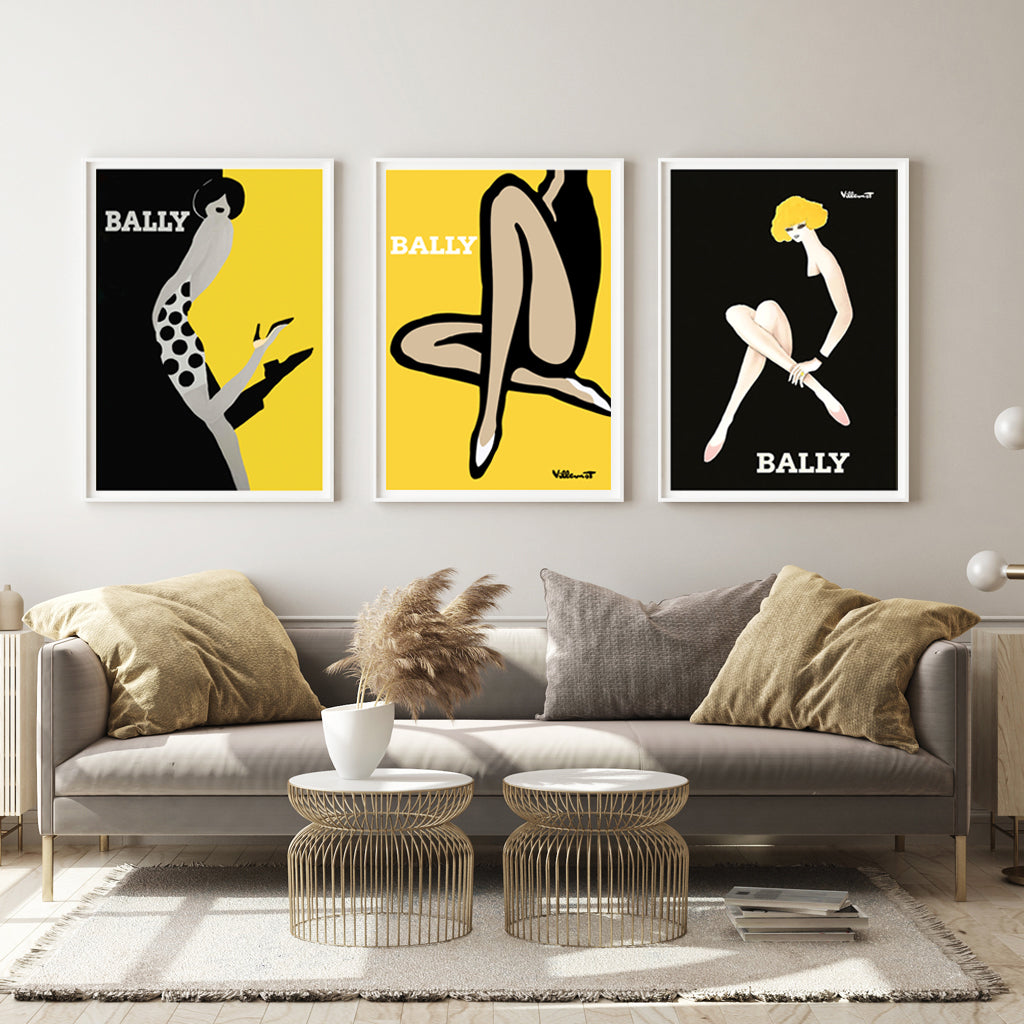 Wall Art -Yellow Bally ( 3 sets )- Poster Prints -Canvas Prints
