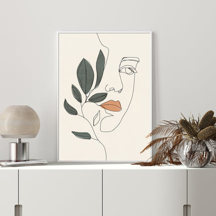 Wall art - Line Art Girl Face - Canvas Prints - Poster Prints