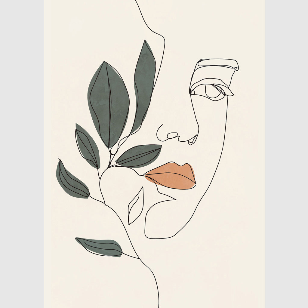 Wall art - Line Art Girl Face - Canvas Prints - Poster Prints