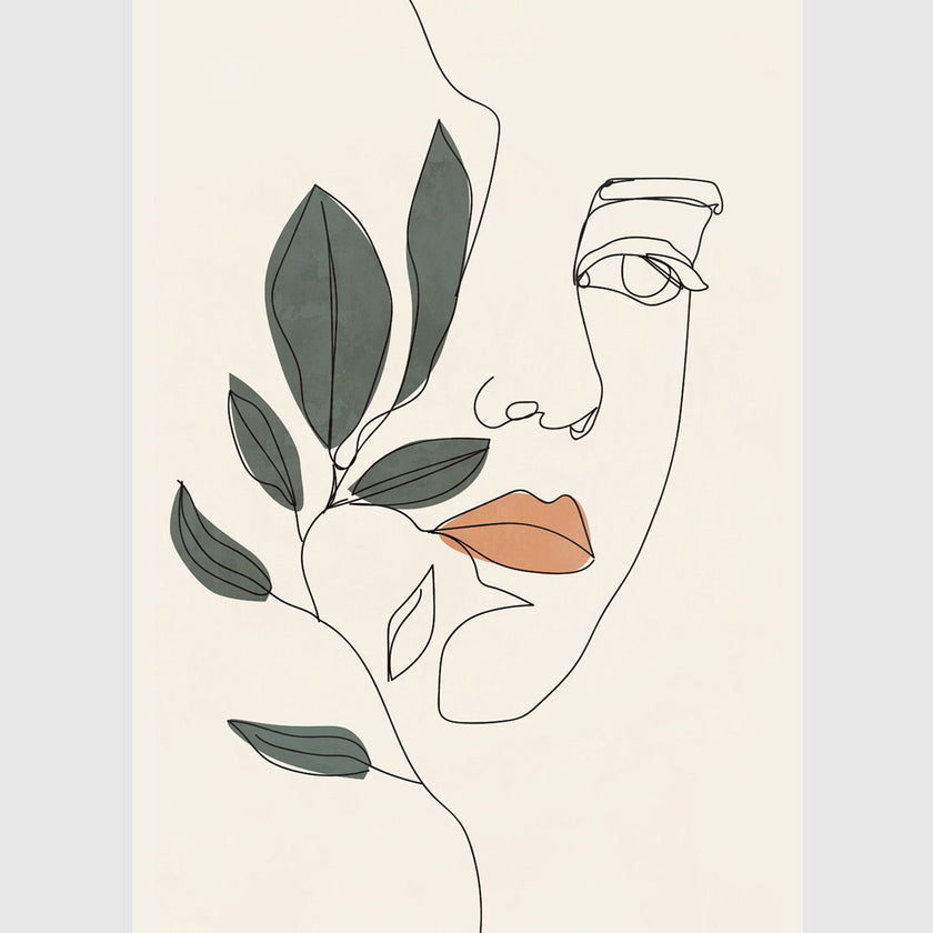 Wall art - Line Art Girl Face - Canvas Prints - Poster Prints