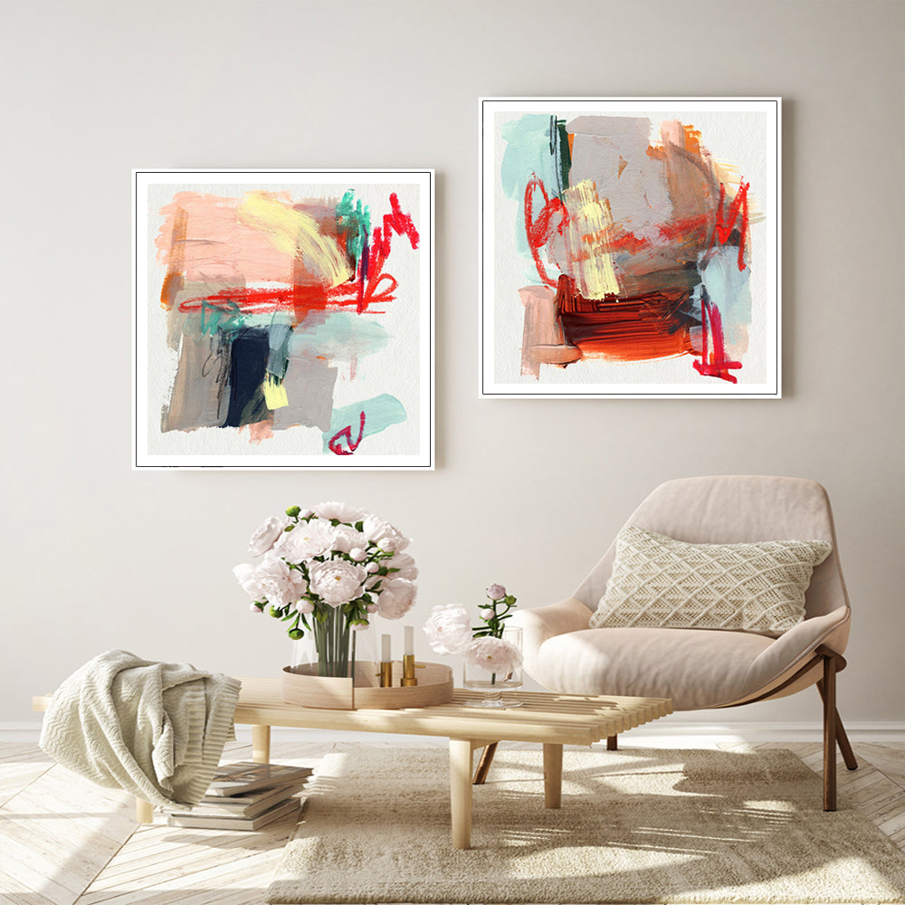 Wall Art - Abstract Colourful Garden (2 sets)- Canvas Prints-Poster Prints