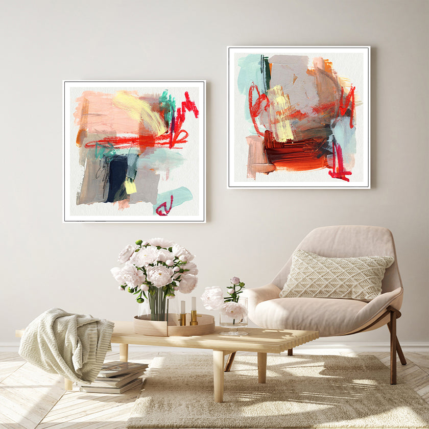 Wall Art - Abstract Colourful Garden (2 sets)- Canvas Prints-Poster Prints