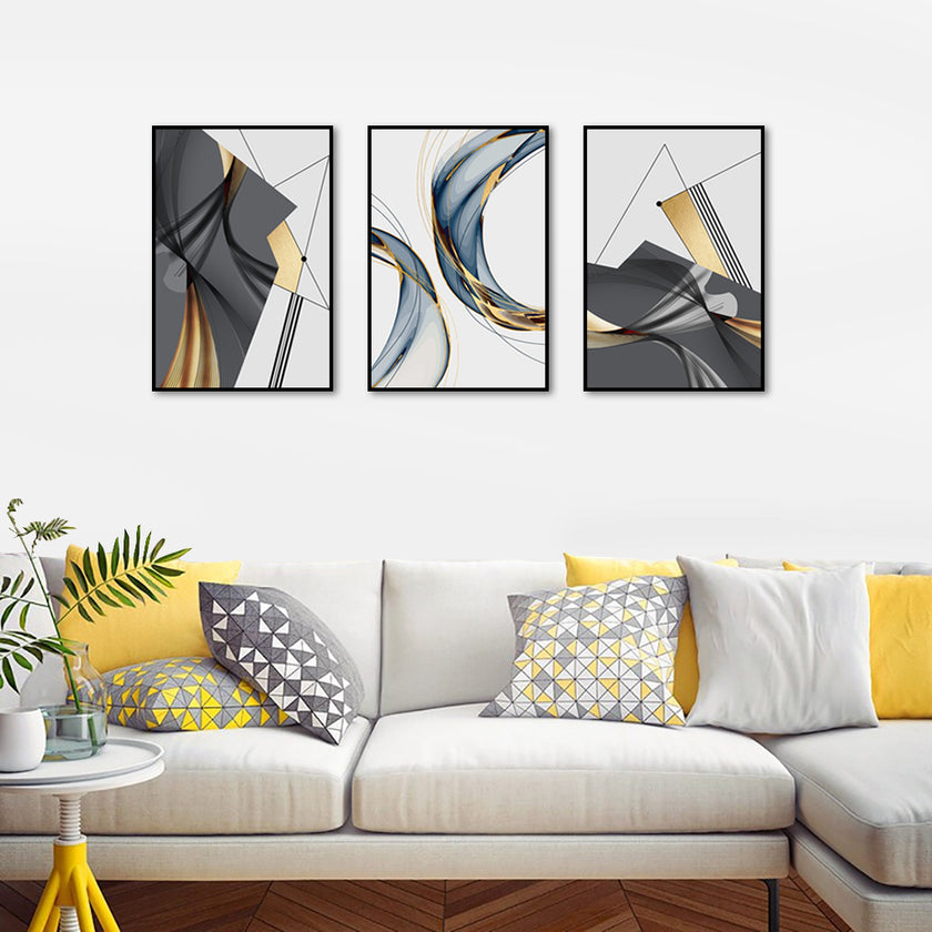 Wall Art - Abstract Gold (3 sets) - Canvas Prints-Poster Prints