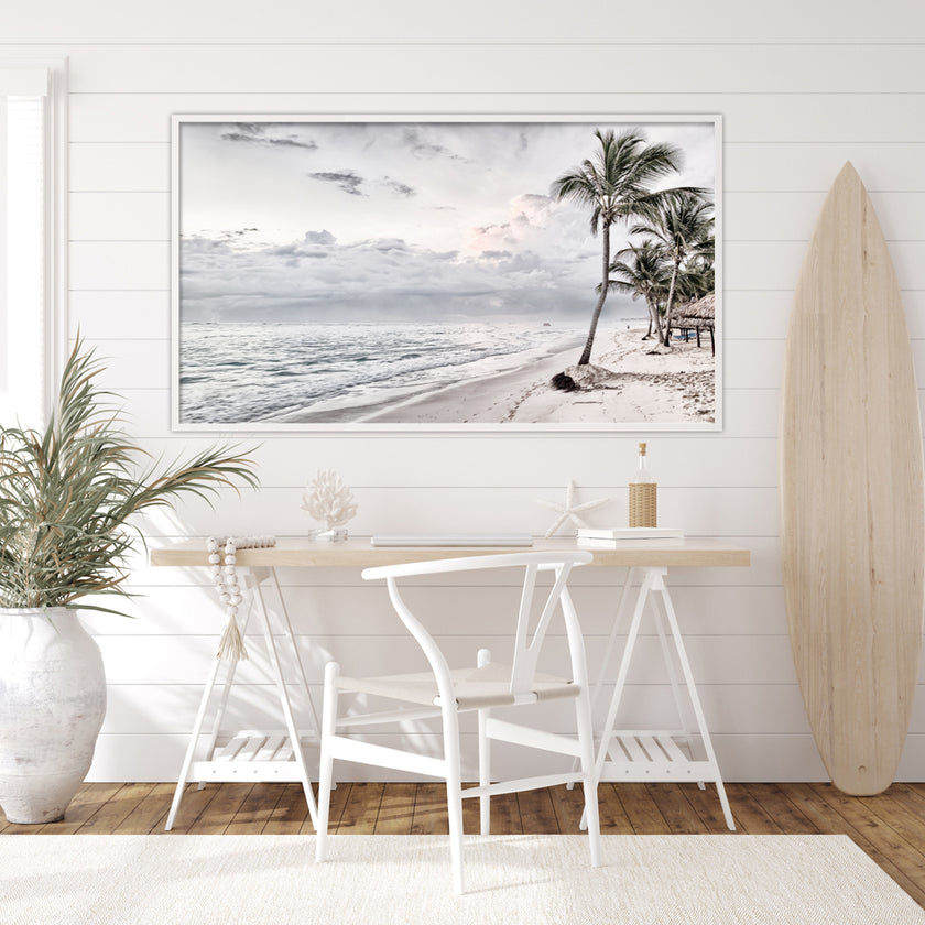 Landscape art prints -WATEGOS BEACH AND COCONUT TREES PHOTO ART PRINTS (white series)- Poster Prints -Canvas Prints