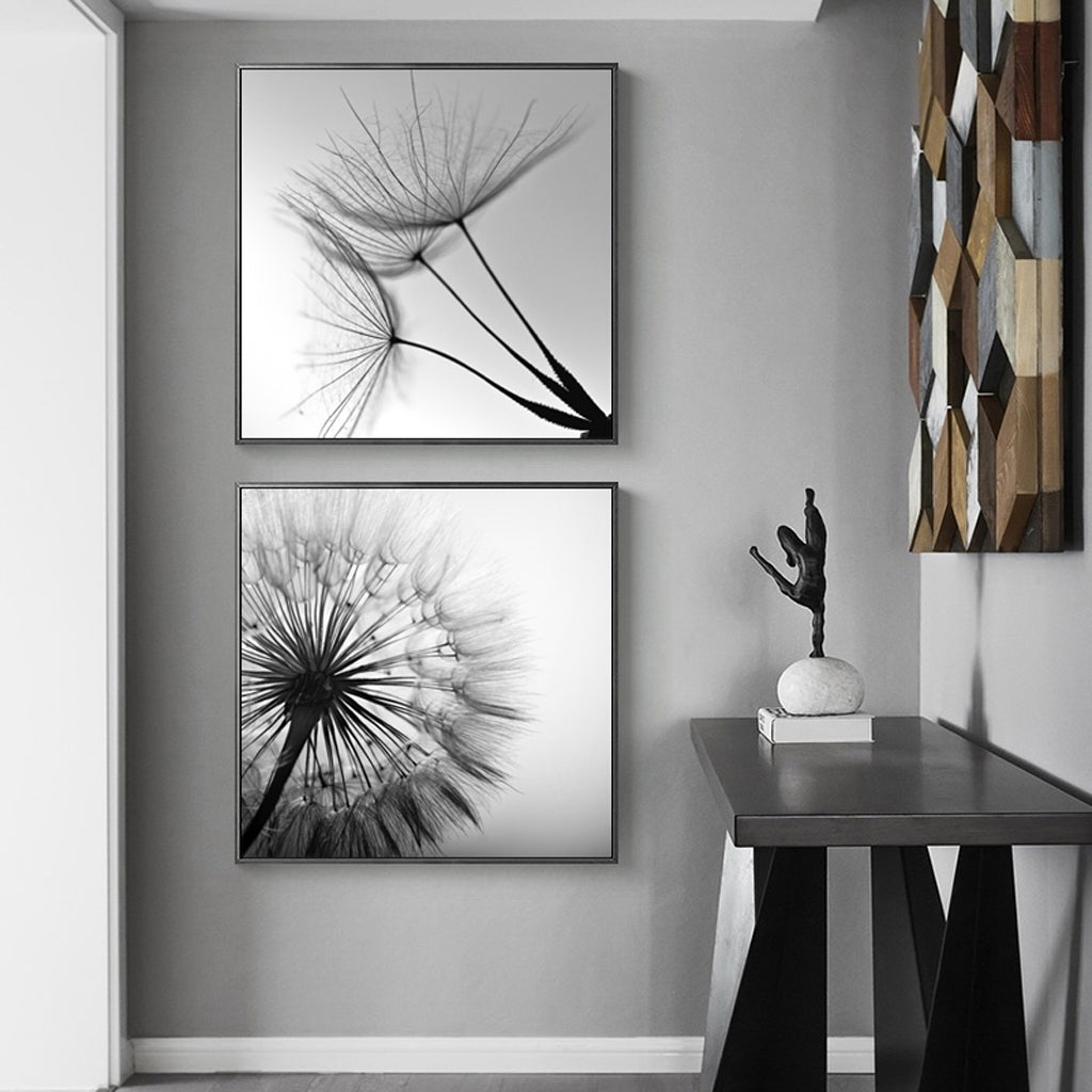 Wall Art -Botanical dandelions black white (3 sets) - Canvas Prints-Poster Prints