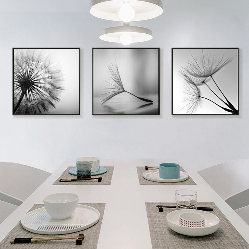 Wall Art -Botanical dandelions black white (3 sets) - Canvas Prints-Poster Prints