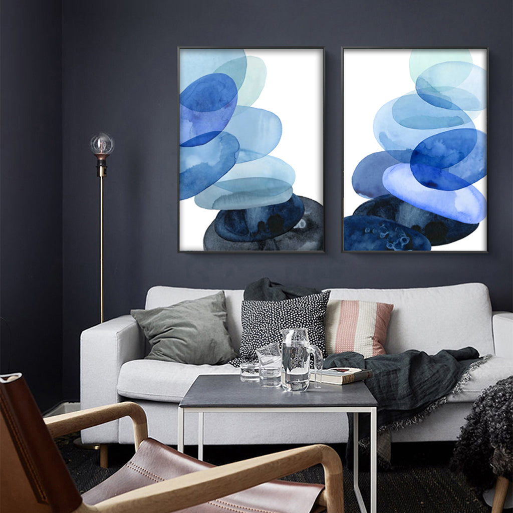 Wall Art -Abstract blue bubble 2 sets - Canvas Prints-Poster Prints