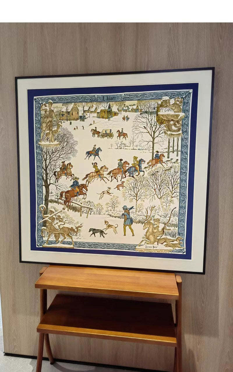 Scarf 90 frame | Scarf Frame in Black | Scarf Frame | Frame for Scarf | Vintage Scarf | Silk Scarf Frame | Framed Wall Art, scarf gold frame